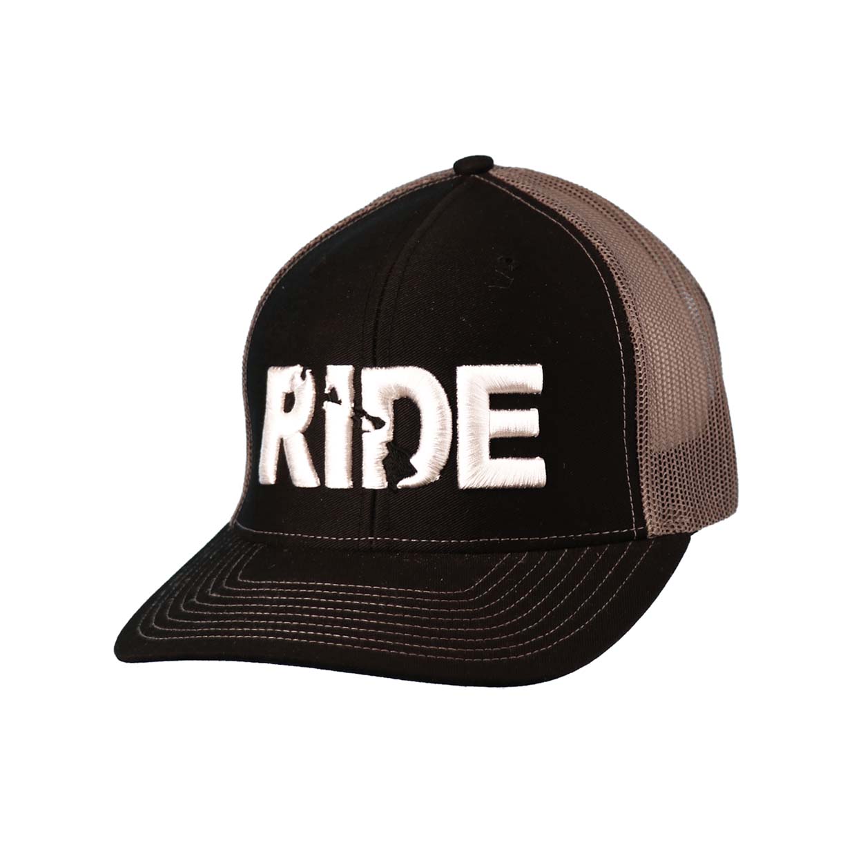 Ride Hawaii Classic Embroidered Snapback Trucker Hat Black/Gray