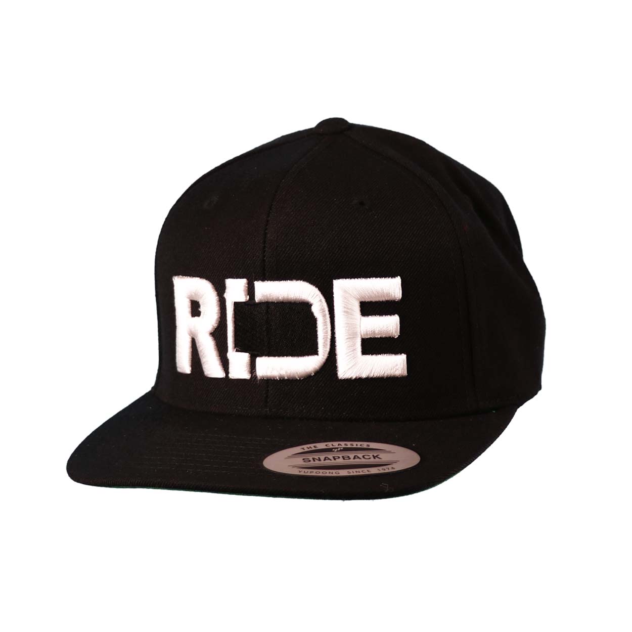 Ride Kansas Classic Pro 3D Puff Embroidered Snapback Flat Brim Hat Black