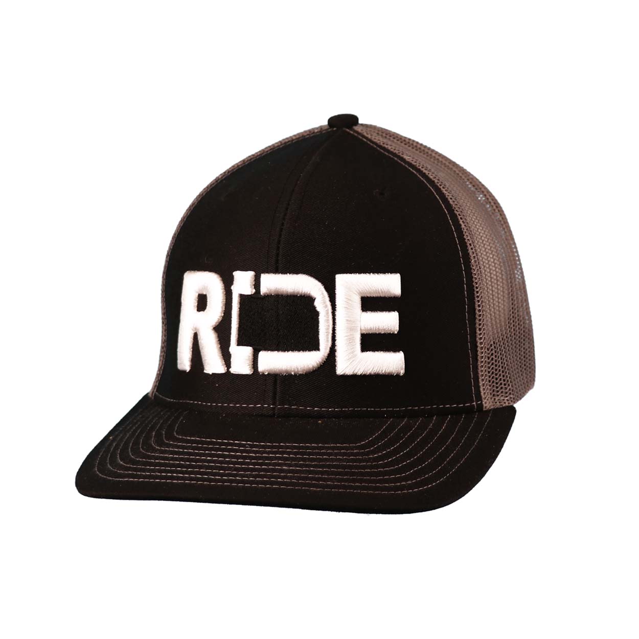Ride Kansas Classic Embroidered Snapback Trucker Hat Black/Charcoal