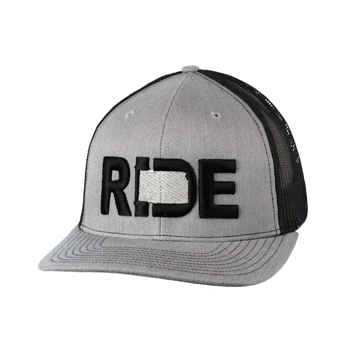 Ride Kansas Classic Embroidered Snapback Trucker Hat Heather Gray/Black
