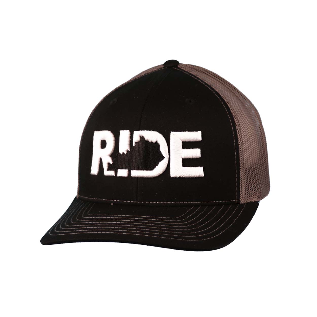 Ride Kentucky Classic Embroidered Snapback Trucker Hat Black/Gray