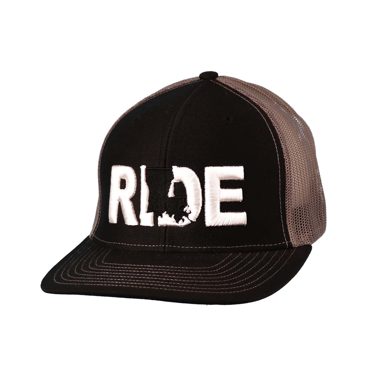 Ride Louisiana Classic Embroidered Snapback Trucker Hat Black/Gray