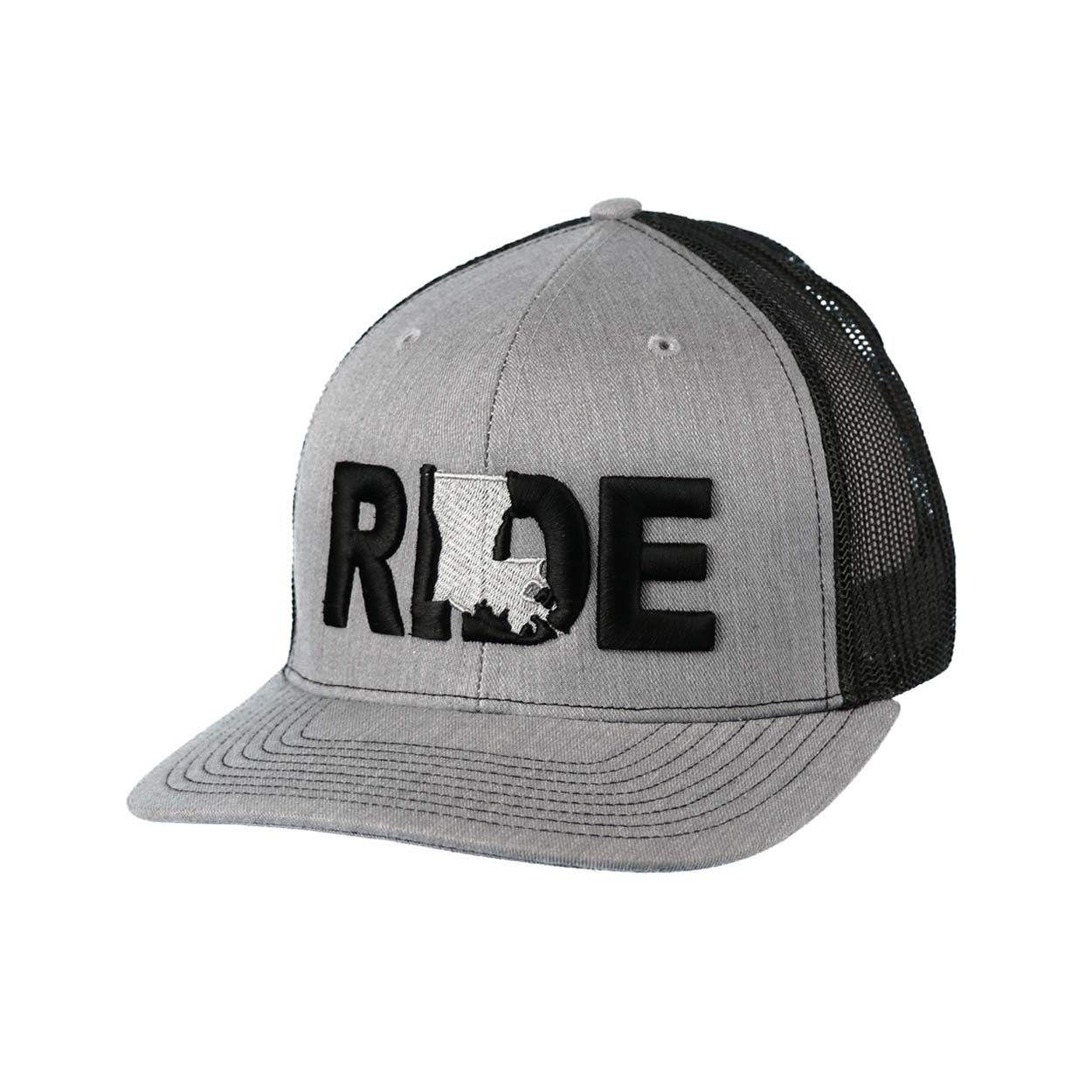 Ride Louisiana Classic Pro 3D Puff Embroidered Snapback Trucker Hat Heather Gray/Black