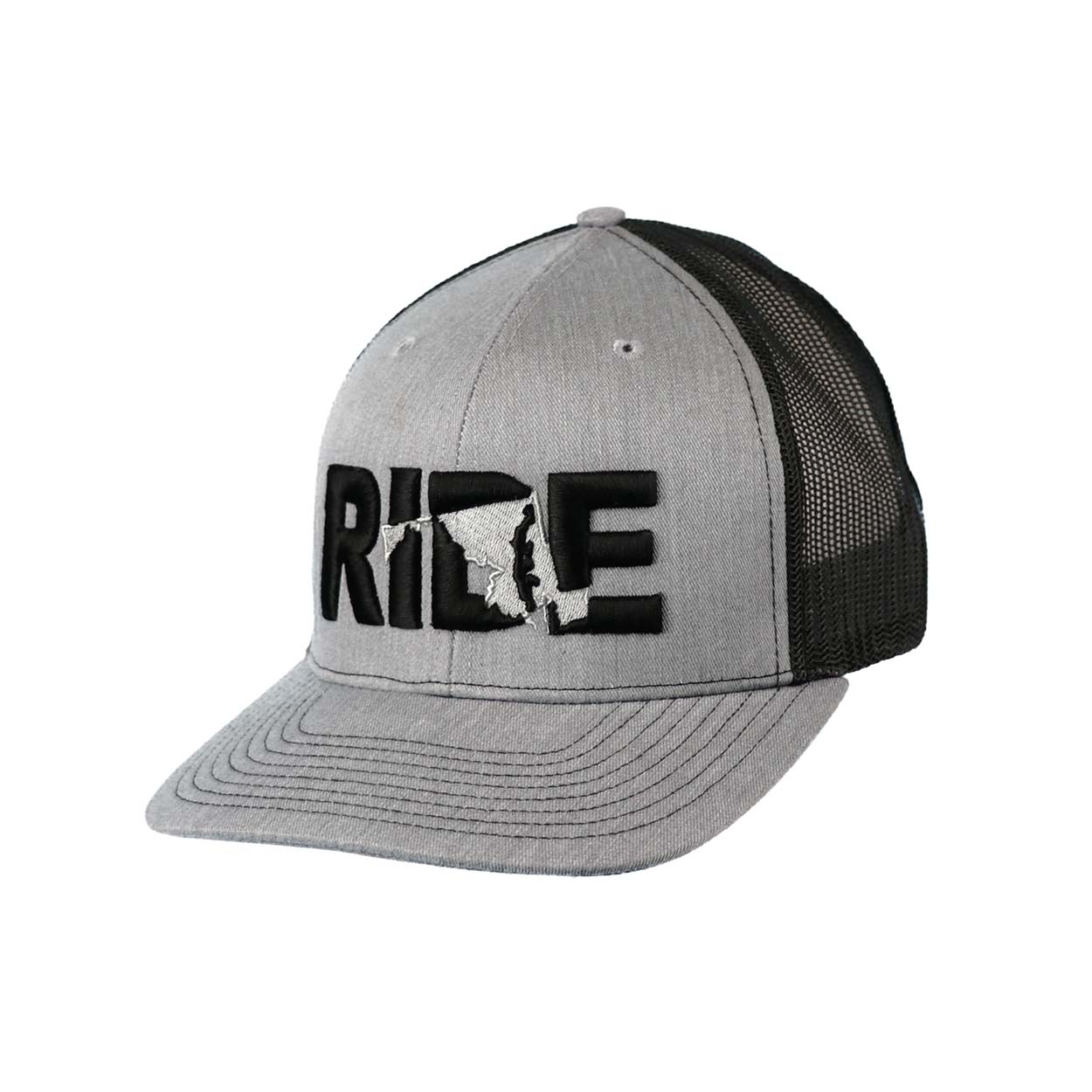 Ride Maryland Classic Embroidered Snapback Trucker Hat Heather Gray/Black