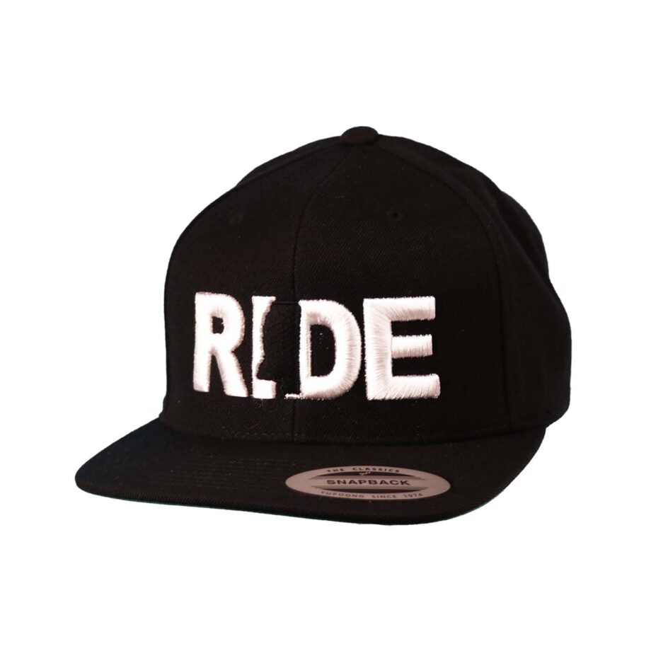Ride Mississippi Classic Flatbrim Snapback Hat Black_White