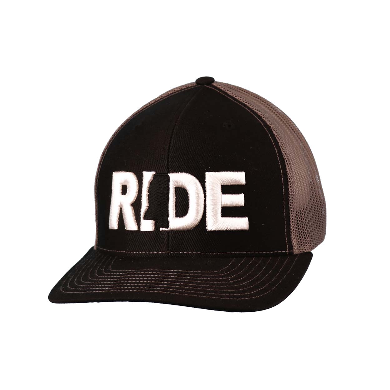 Ride Mississippi Classic Embroidered Snapback Trucker Hat Black/Charcoal