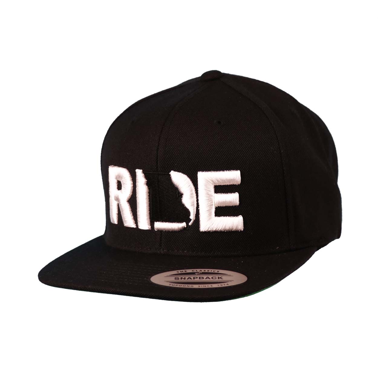 Ride Missouri Classic Pro 3D Puff Embroidered Snapback Flat Brim Hat Black