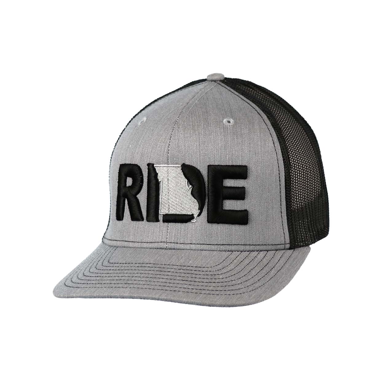 Ride Missouri Classic Pro 3D Puff Embroidered Snapback Trucker Hat Heather Gray/Black