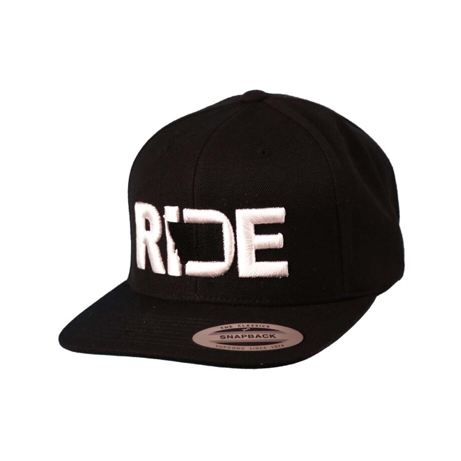 Ride Montana Classic Flatbrim Snapback Hat Black_White