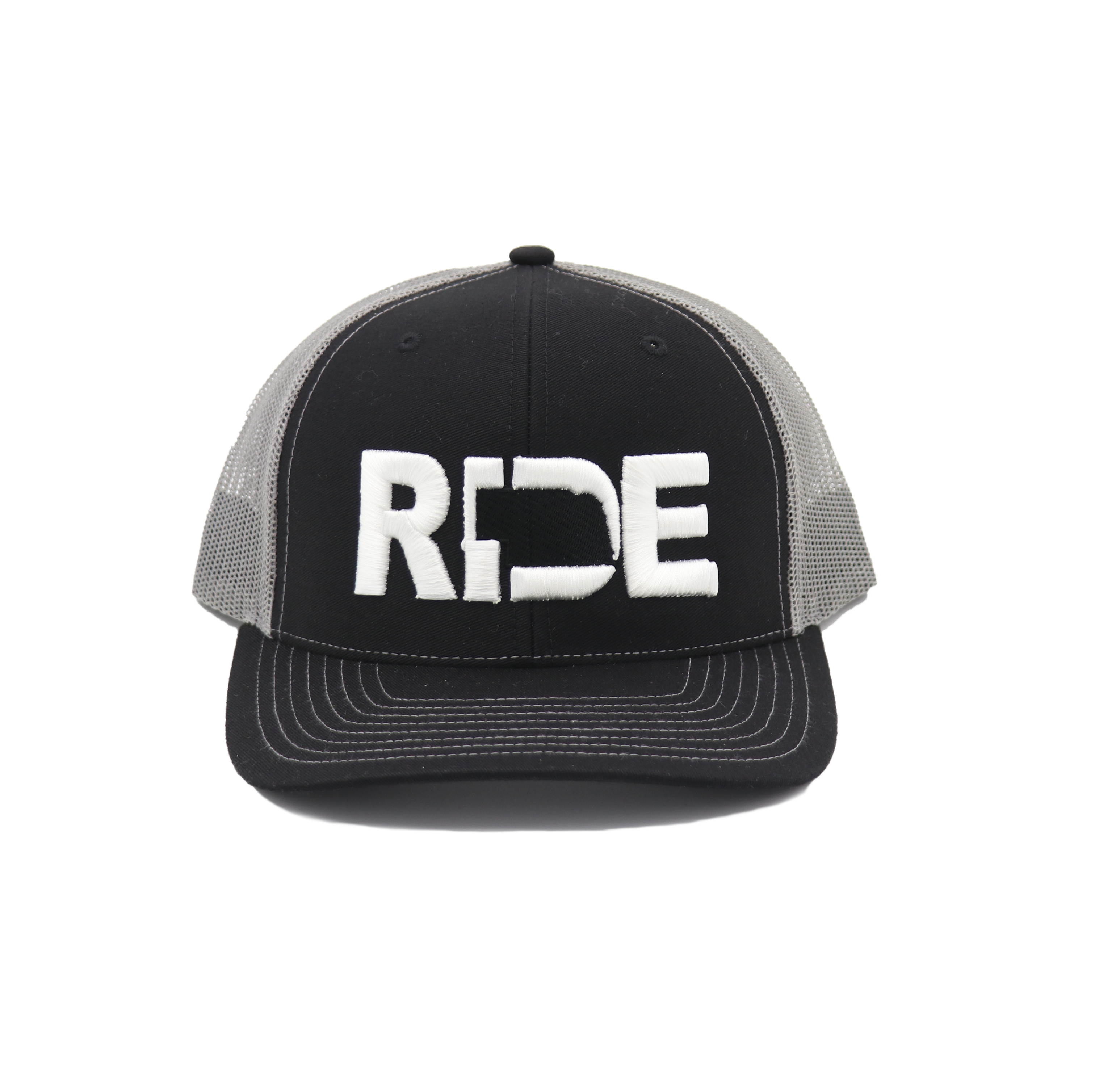 Ride Nebraska Classic Embroidered Snapback Trucker Hat Black/Charcoal