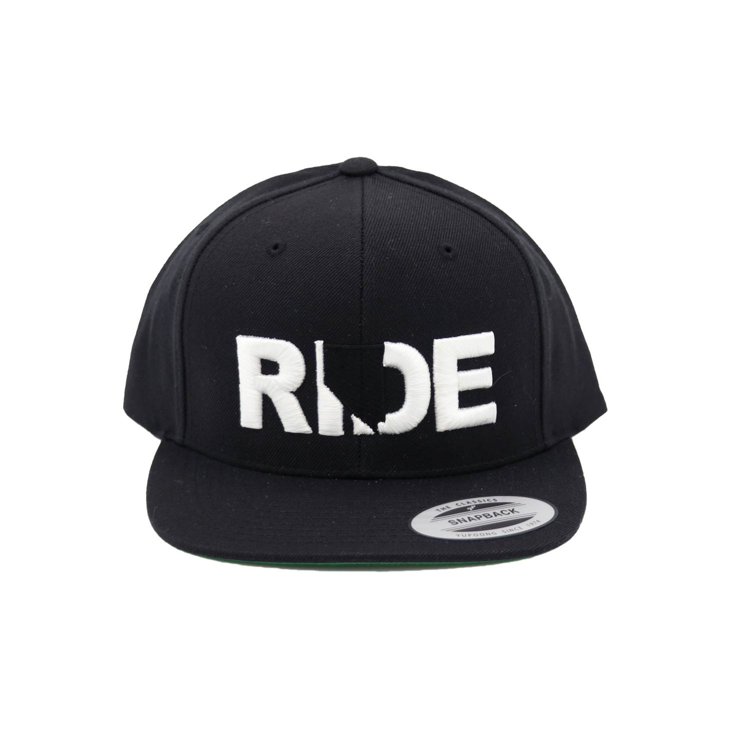 Ride Nevada Classic Pro 3D Puff Embroidered Snapback Flat Brim Hat Black