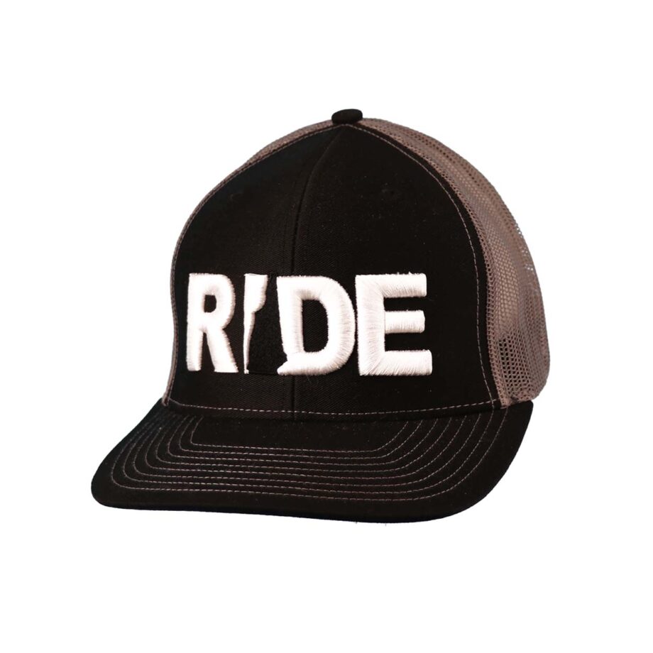 Ride New Hampshire Classic Trucker Snapback Hat Black_White