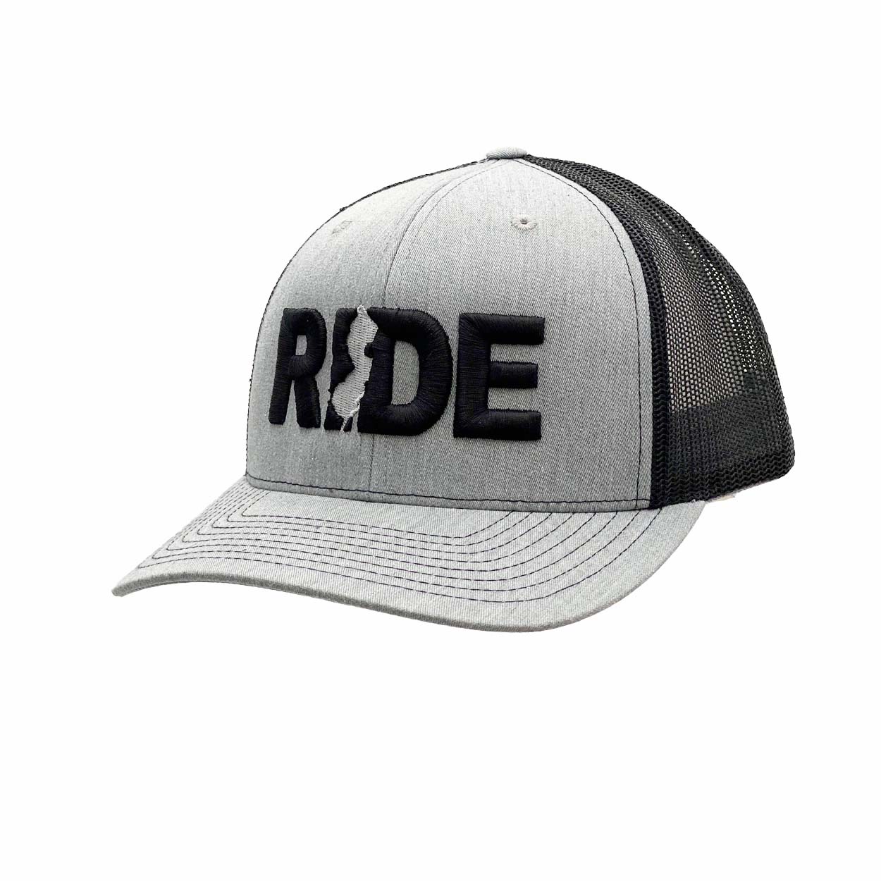 Ride New Jersey Classic Embroidered Snapback Trucker Hat Heather Gray/Black