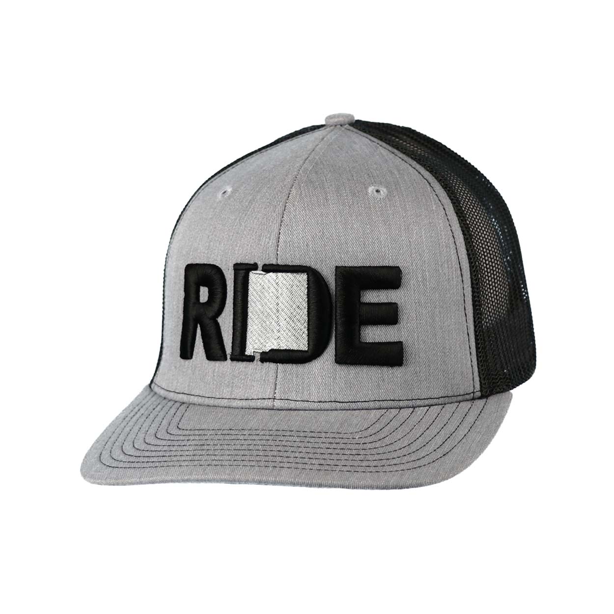 Ride New Mexico Classic Embroidered Snapback Trucker Hat Heather Gray/Black
