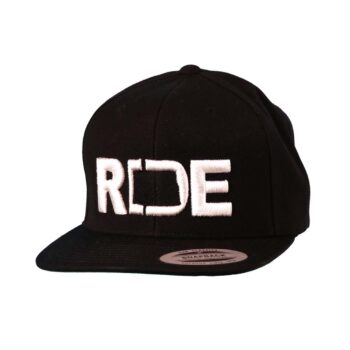 Ride North Dakota Classic Flatbrim Snapback Hat Black_White