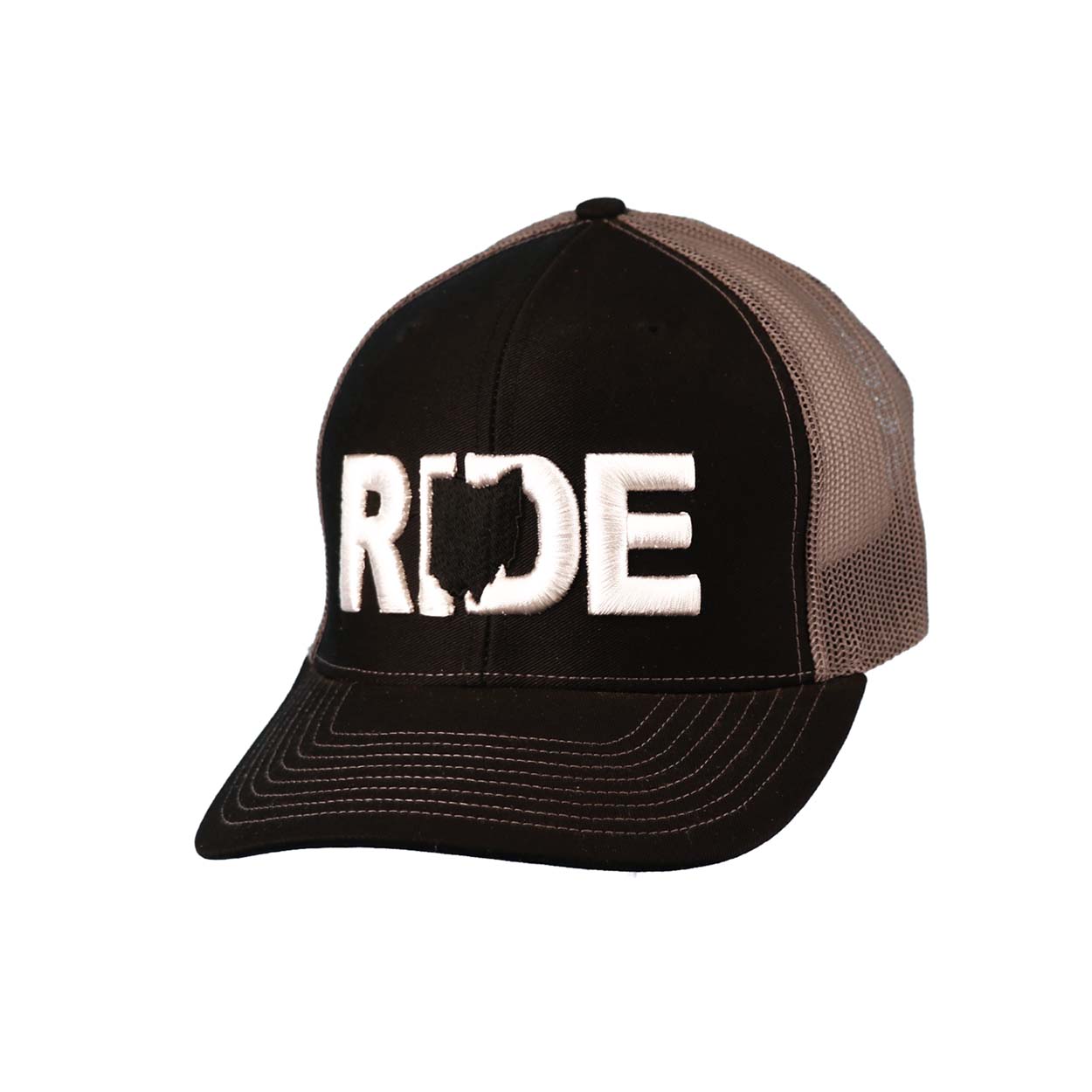 Ride Ohio Classic Embroidered Snapback Trucker Hat Black/Gray