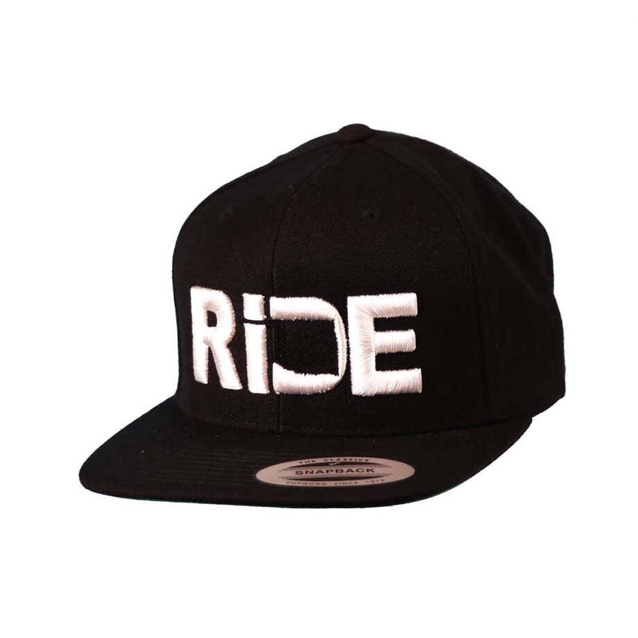 Ride Oklahoma Classic Flatbrim Snapback Hat Black_White