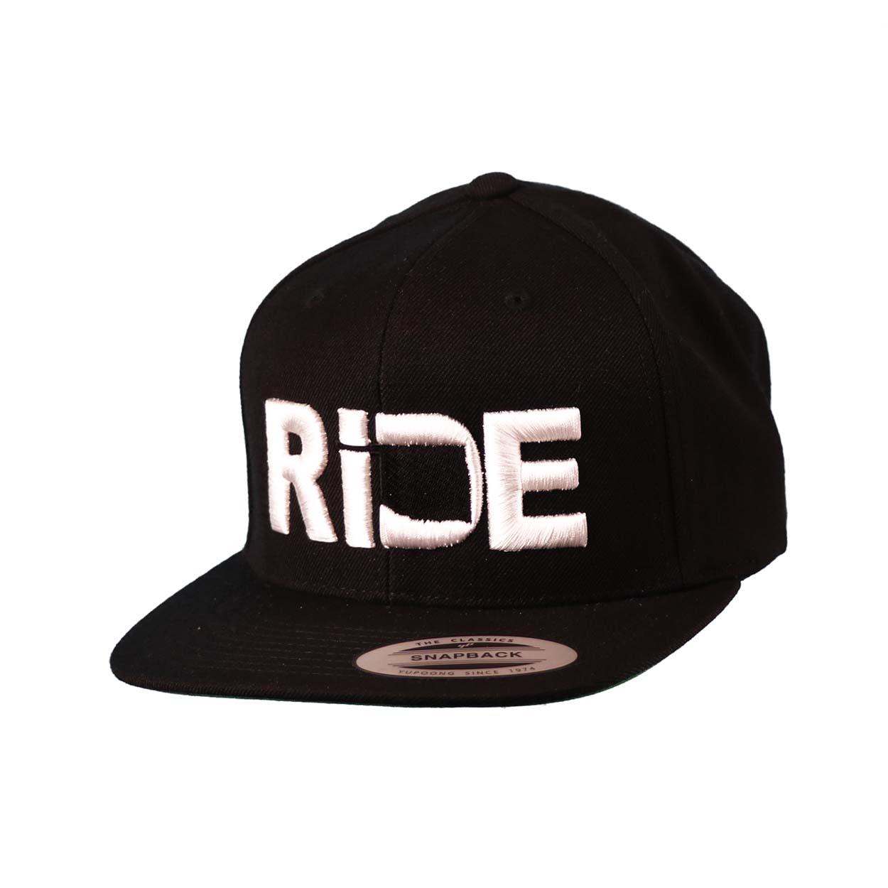 Ride Oklahoma Classic Pro 3D Puff Embroidered Snapback Flat Brim Hat Black