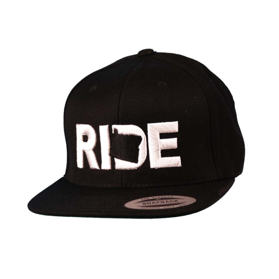 Ride Oregon Classic Flatbrim Snapback Hat Black_White