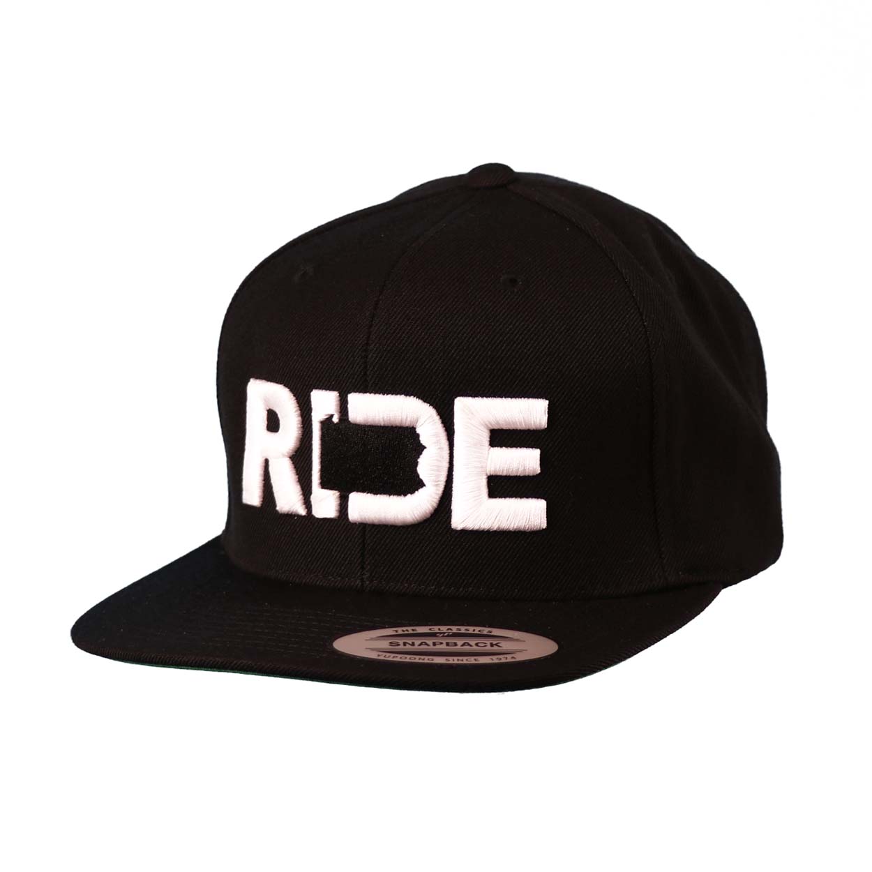 Ride Pennsylvania Classic Embroidered  Snapback Flat Brim Hat Black