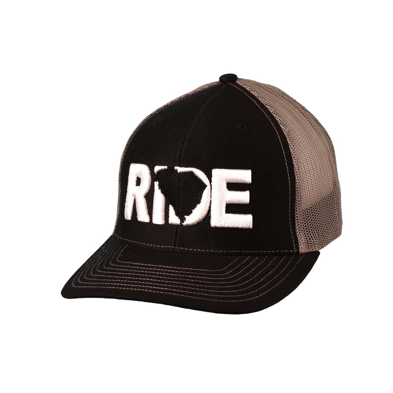 Ride South Carolina Classic Embroidered Snapback Trucker Hat Black/Charcoal
