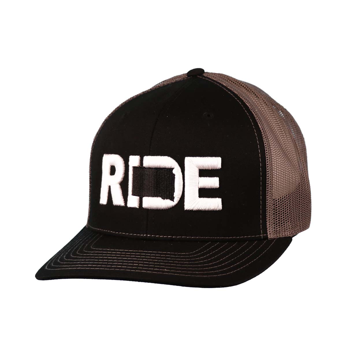 Ride South Dakota Classic Embroidered Snapback Trucker Hat Black/Gray