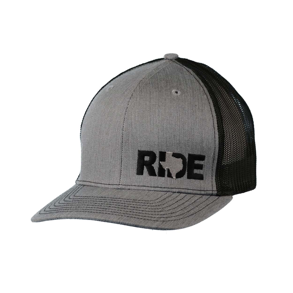 Ride Texas Classic Pro Night Out Embroidered Snapback Trucker Hat Heather Gray/Black