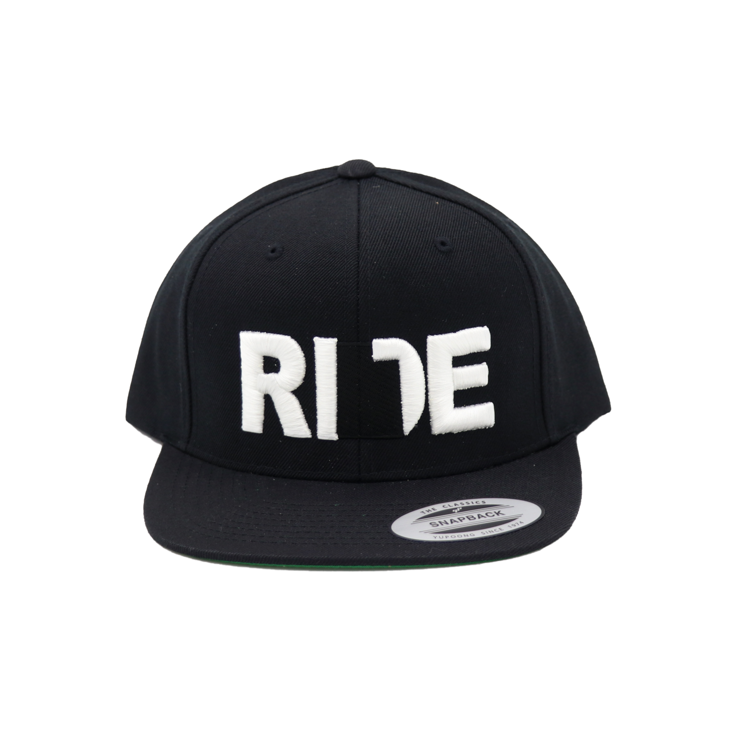 Ride Utah Hat Classic Pro 3D Puff Embroidered Snapback Flat Brim Hat Black