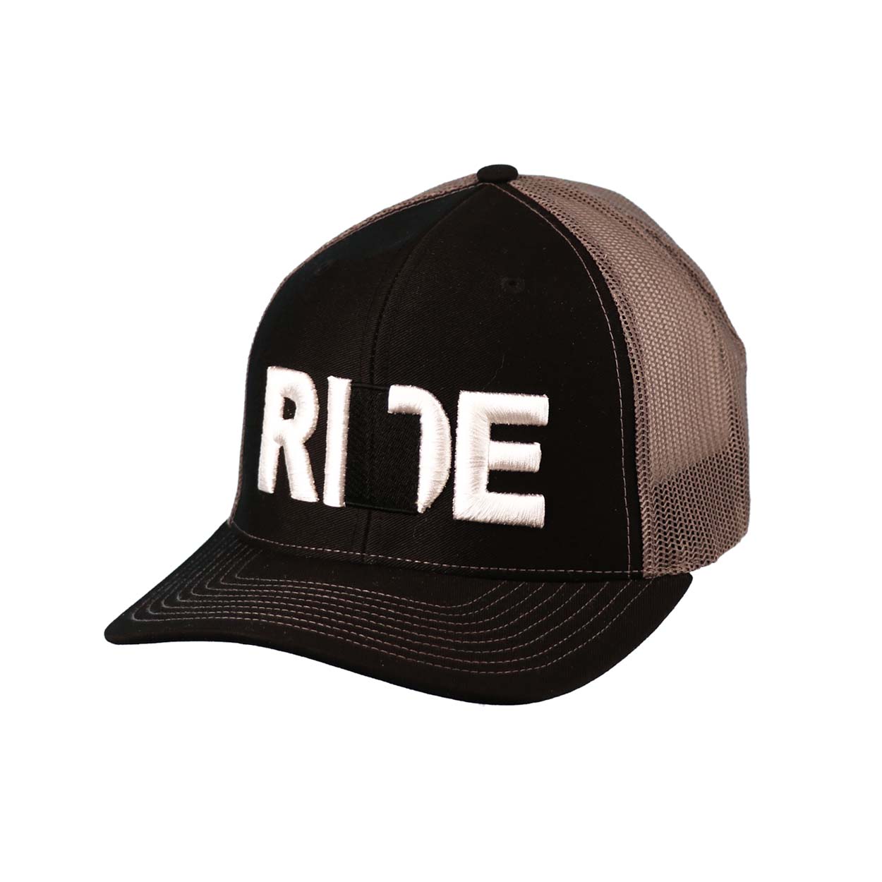 Ride Utah Classic Pro 3D Puff Embroidered Snapback Trucker Hat Black/Gray