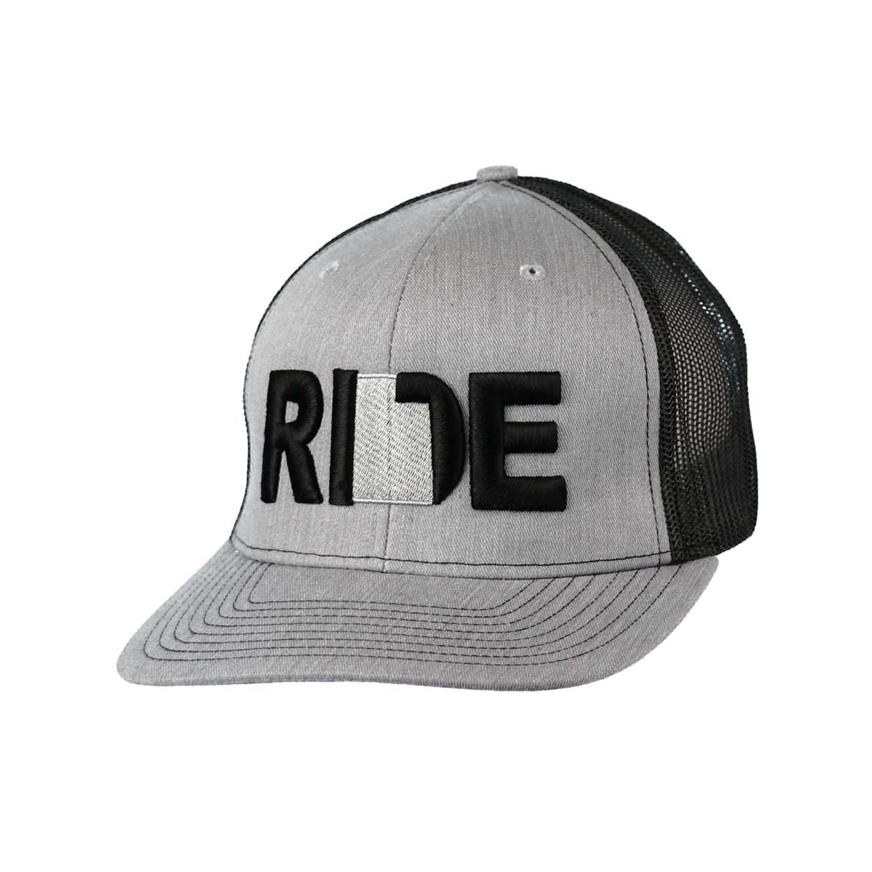 Ride Utah Classic Embroidered Snapback Trucker Hat Heather Gray/Black