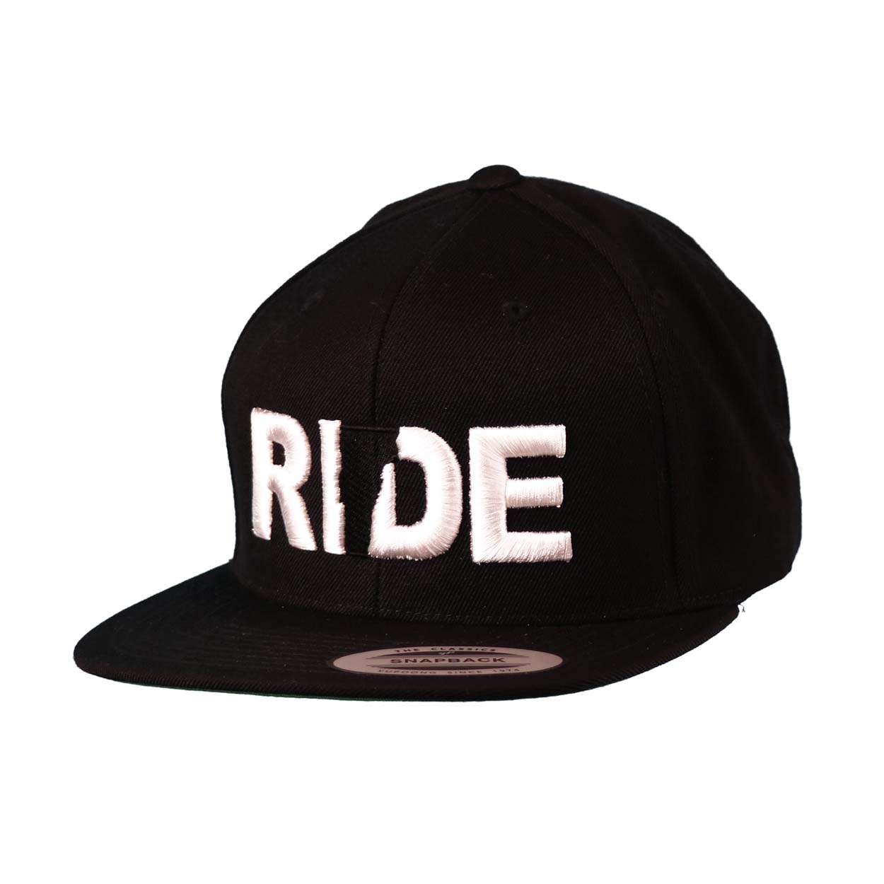 Ride Vermont Classic Pro 3D Puff Embroidered Snapback Flat Brim Hat Black