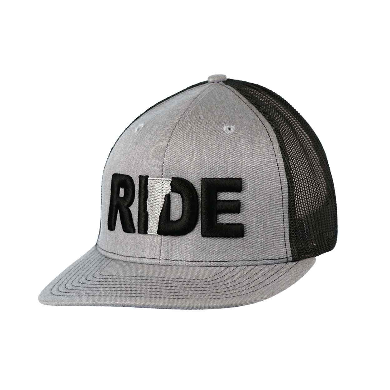 Ride Vermont Classic Embroidered Snapback Trucker Hat Heather Gray/Black