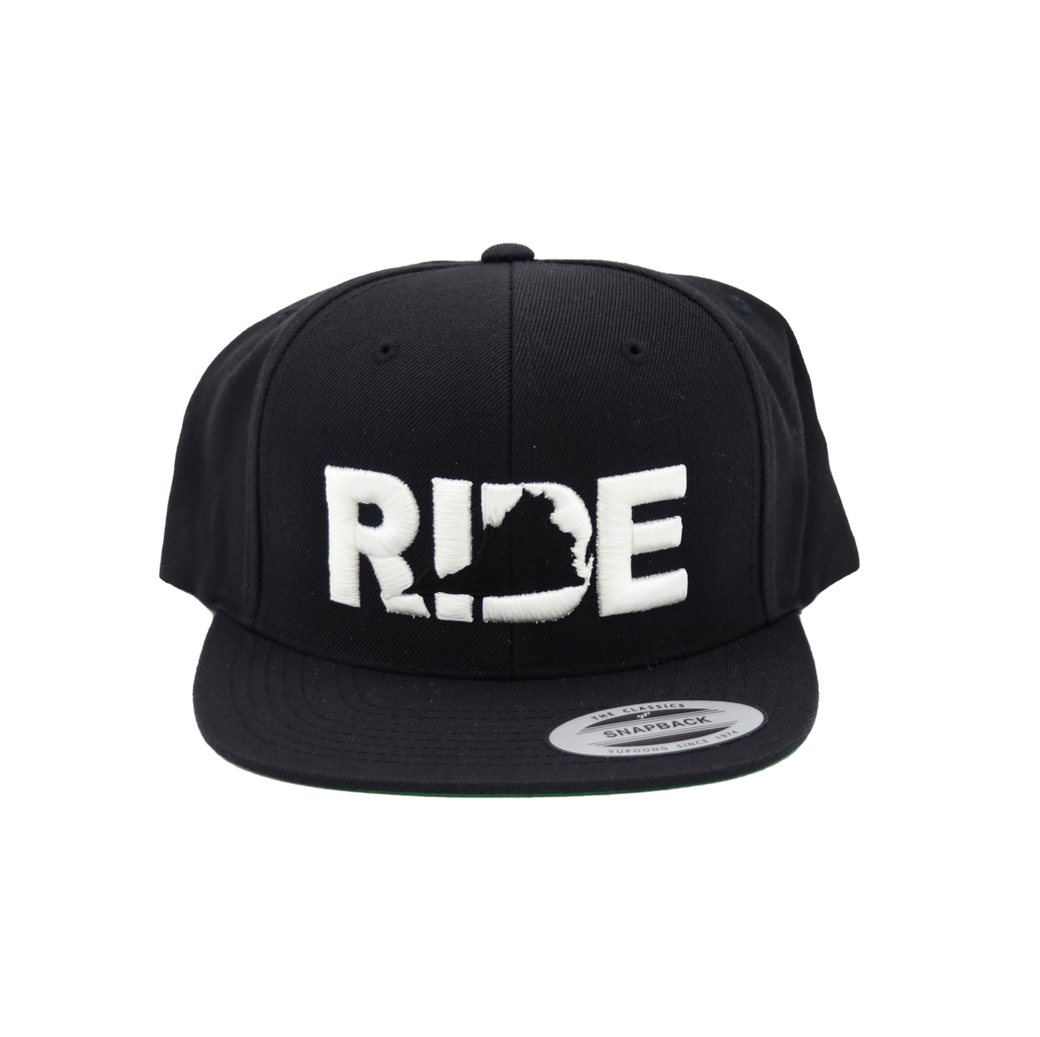 Ride Virginia Classic Pro 3D Puff Embroidered Snapback Flat Brim Hat Black