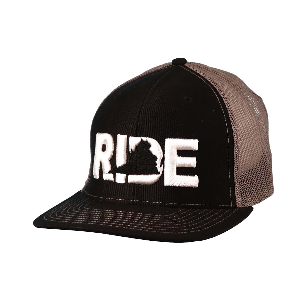 Ride Virginia Classic Embroidered Snapback Trucker Hat Black/Gray