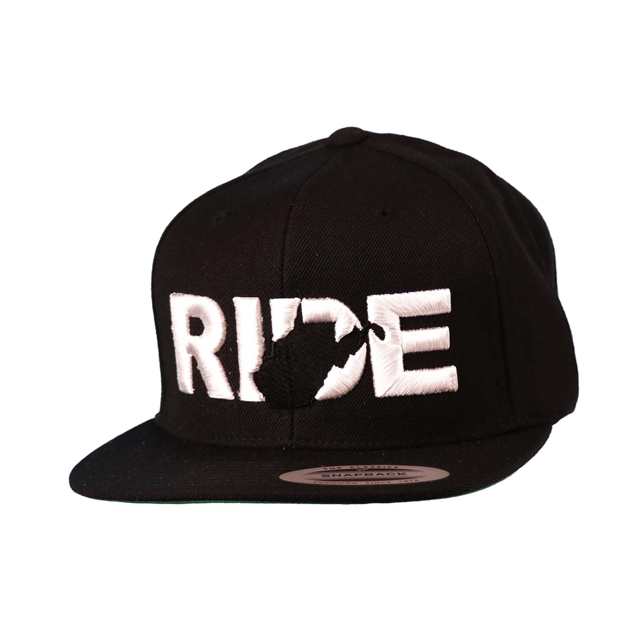 Ride West Virginia Classic Embroidered  Snapback Flat Brim Hat Black