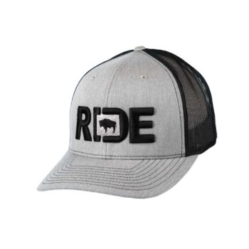 Ride Wyoming Classic Trucker Snapback Hat Gray_Black