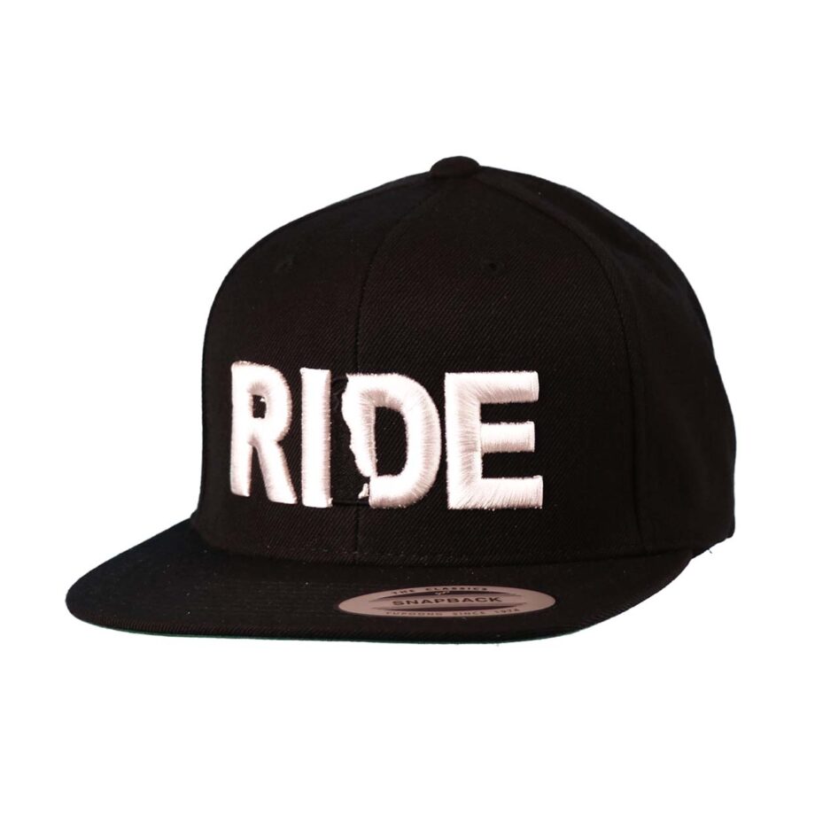 Ride Delaware Classic Flatbrim Snapback Hat Black_White