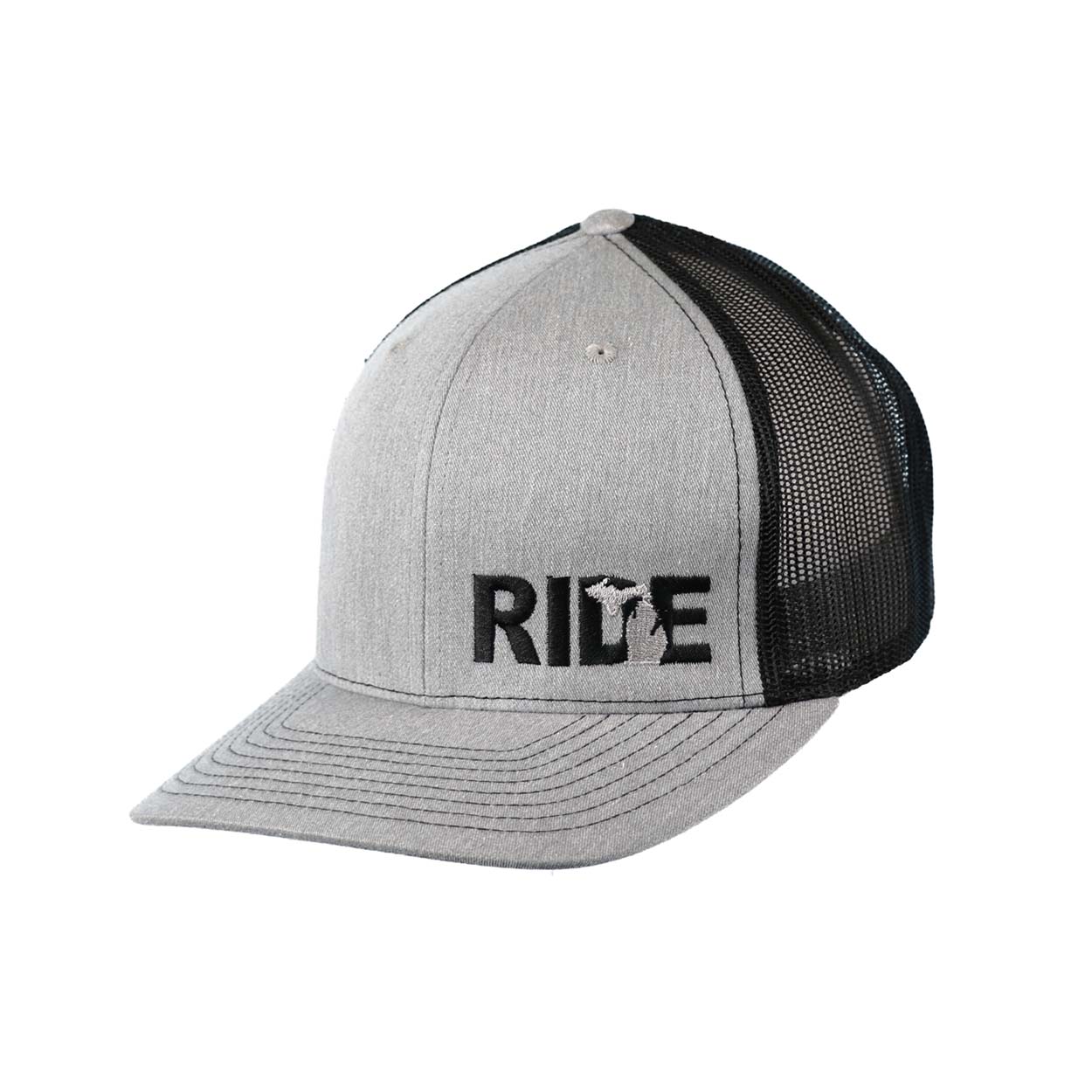 Ride Michigan Classic Pro Night Out Embroidered Snapback Trucker Hat Heather Gray/Black