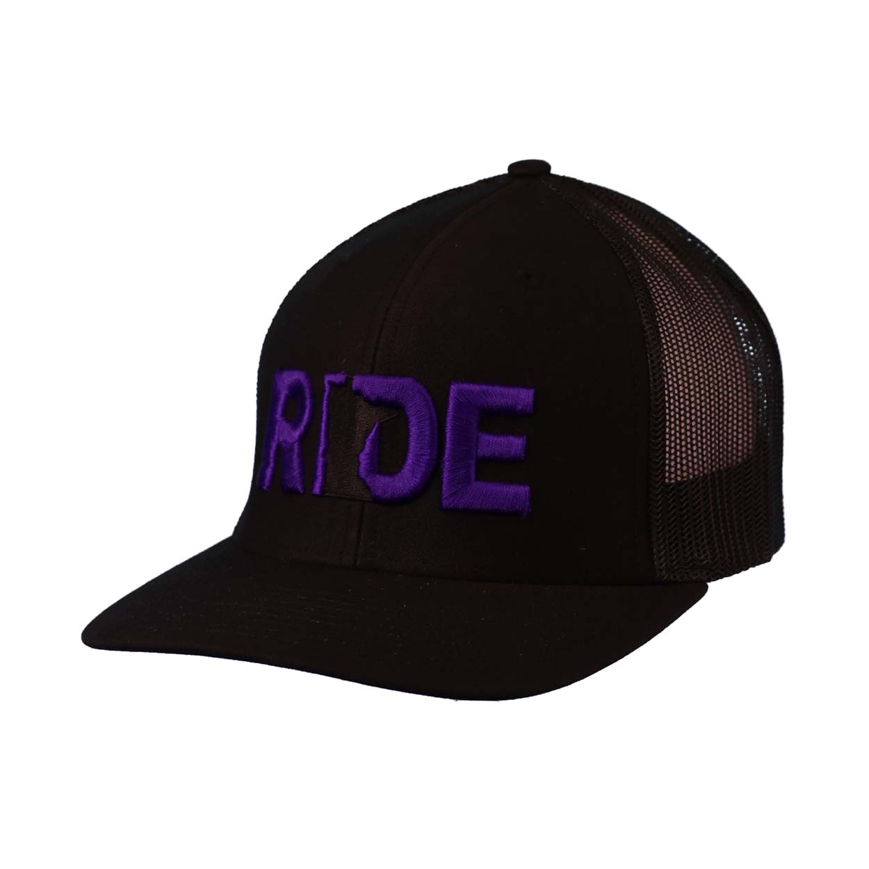 Ride Minnesota Classic Embroidered Snapback Trucker Hat Black/Purple