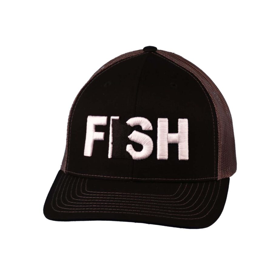 Fish Minnesota Classic Trucker Snapback Hat Black_White