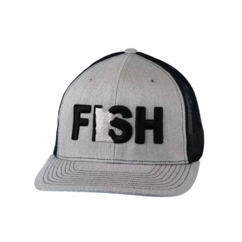 Fish Minnesota Classic Trucker Snapback Hat Gray_Black