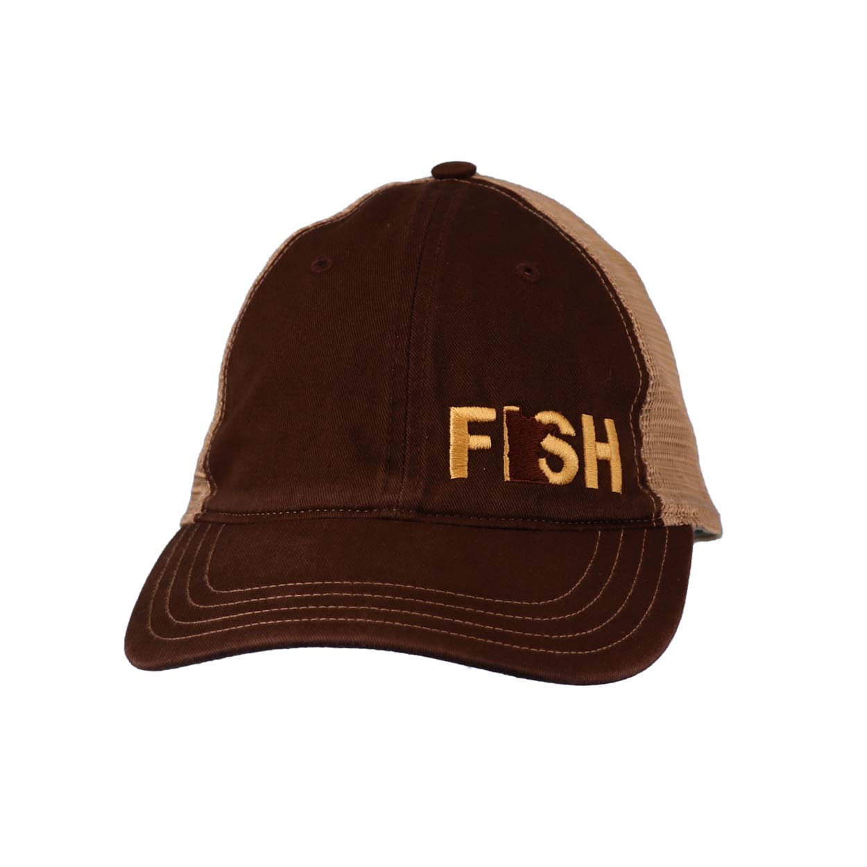 Fish Minnesota Night Out Embroidered Unstructured Snapback Dad Hat Brown/Khaki
