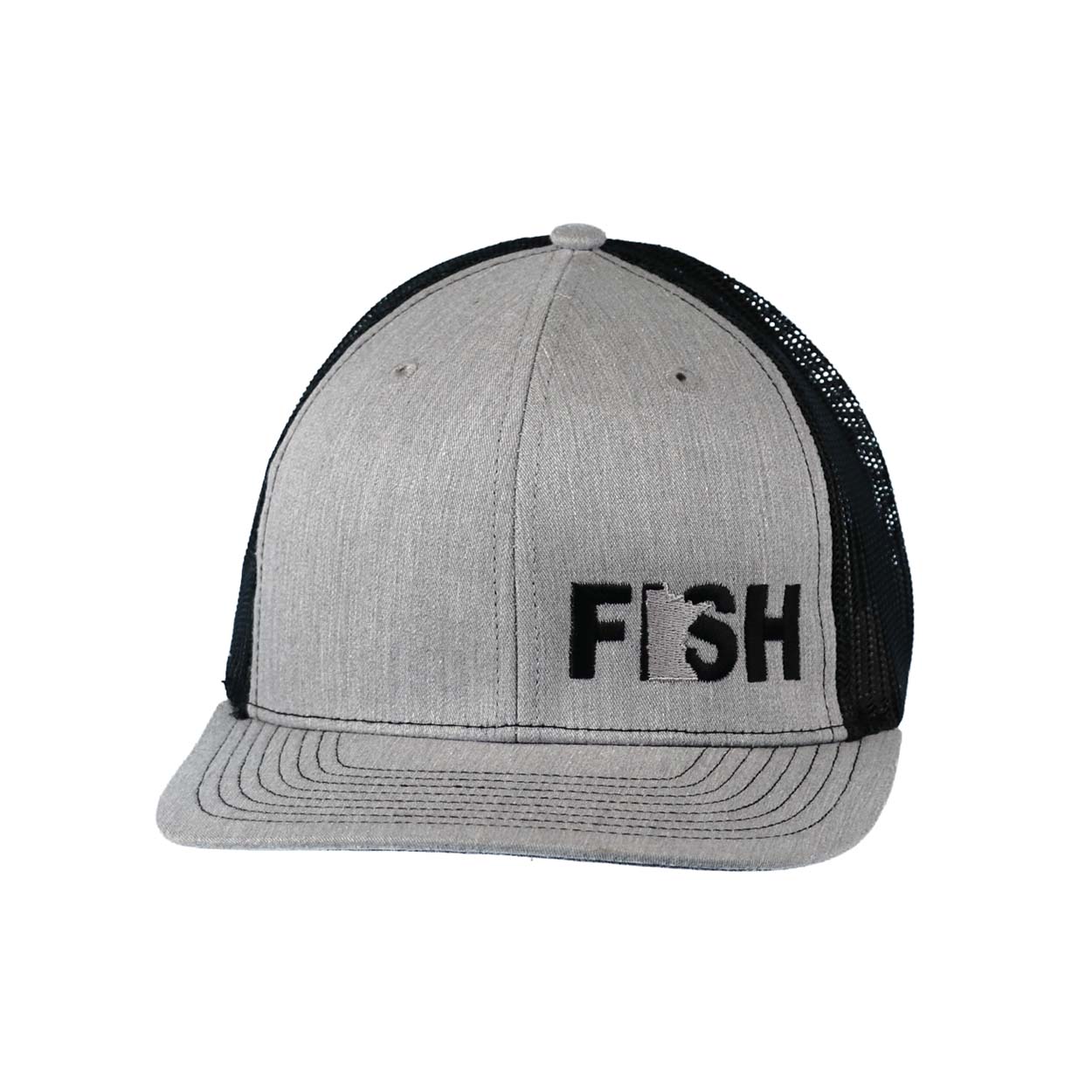 Fish Minnesota Night Out Pro Embroidered Snapback Trucker Hat Heather Gray/Black