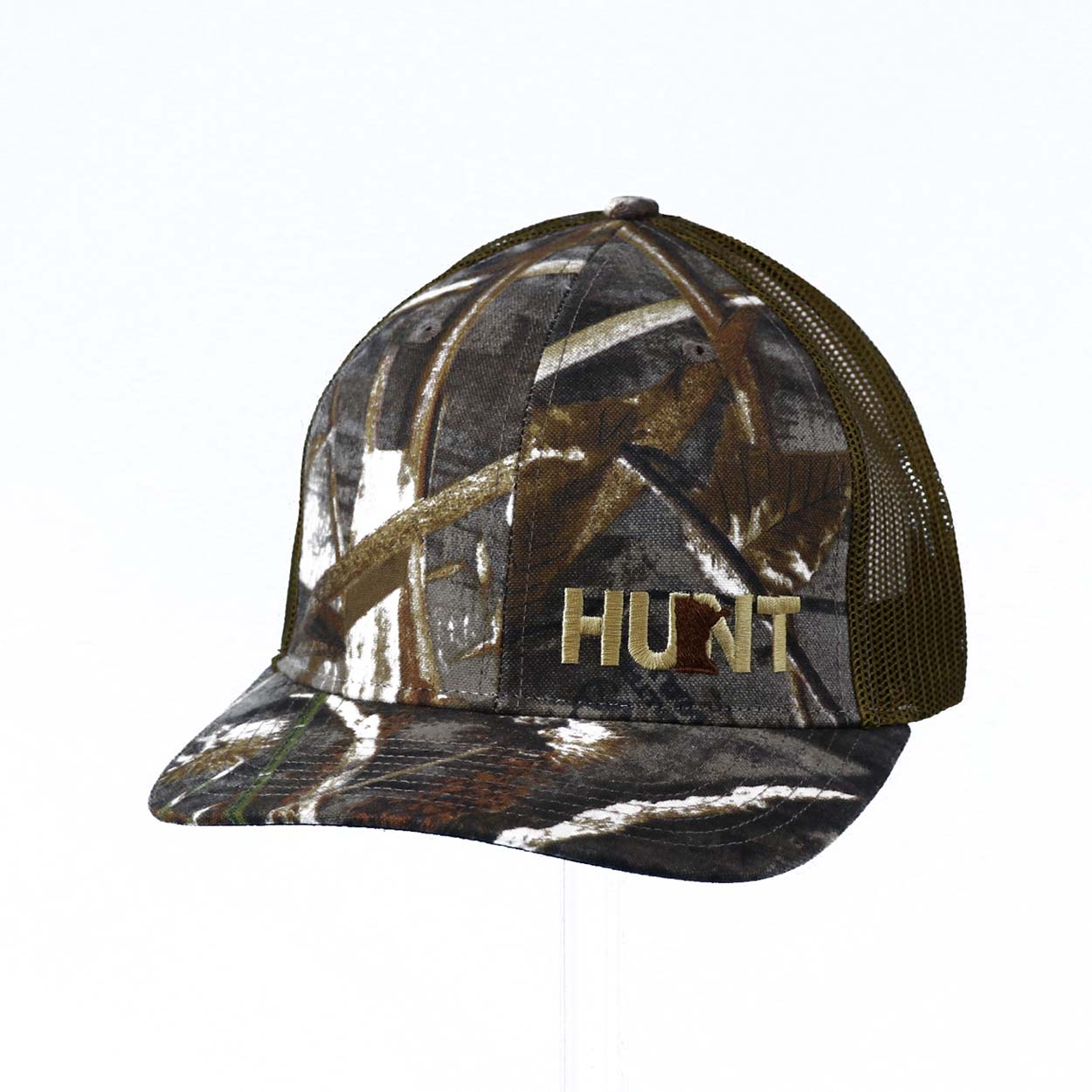 Hunt Minnesota Night Out Embroidered Snapback Trucker Hat Realtree Camo Brown/Khaki