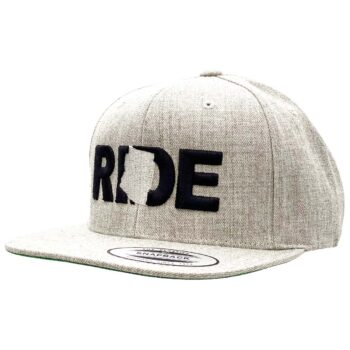 Ride Arizona Classic Embroidered Snapback Flat Brim Hat Gray_Black
