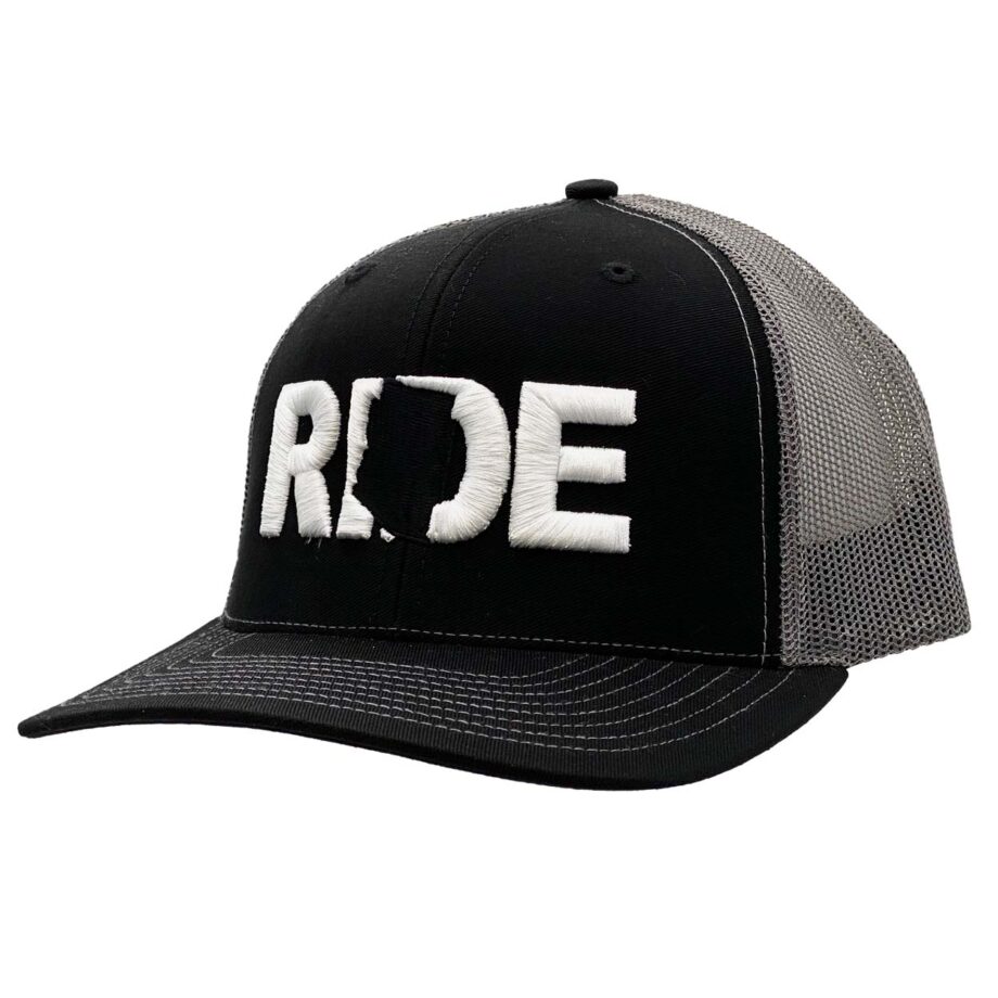 Ride Arizona Classic Embroidered Snapback Trucker Hat Black_White