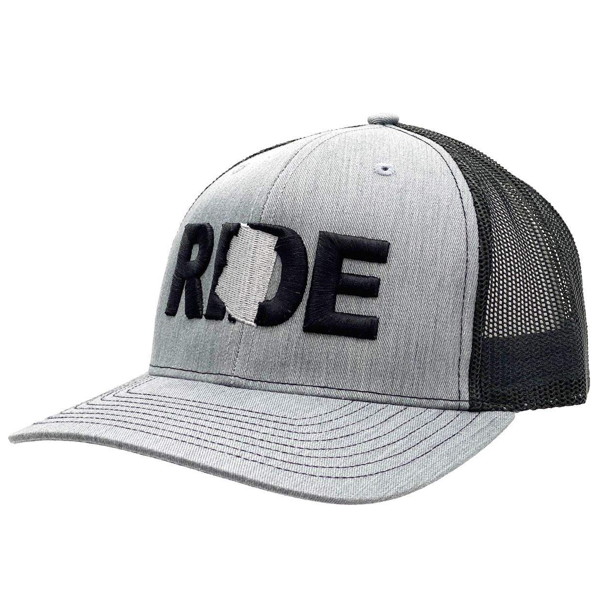 Ride Arizona Classic Pro 3D Puff Embroidered Snapback Trucker Hat Heather Gray/Black