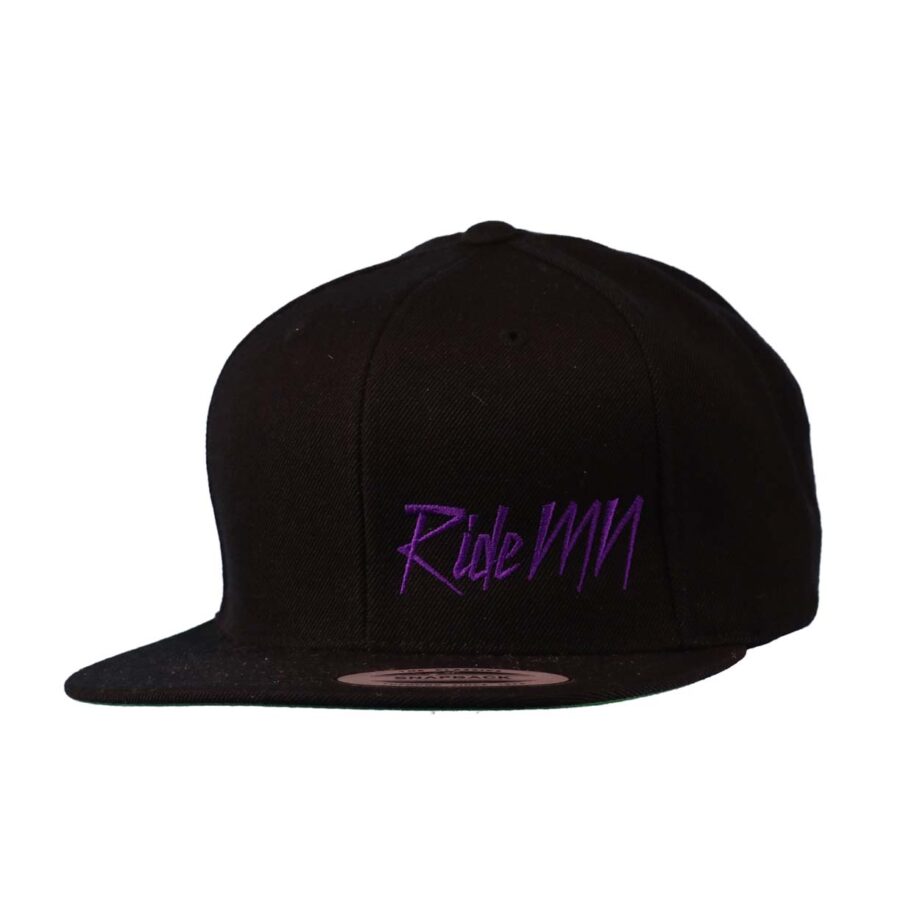 Ride Minnesota Purple Rain Night Out Flat Brim Snapback Hat Black_Purple_Side