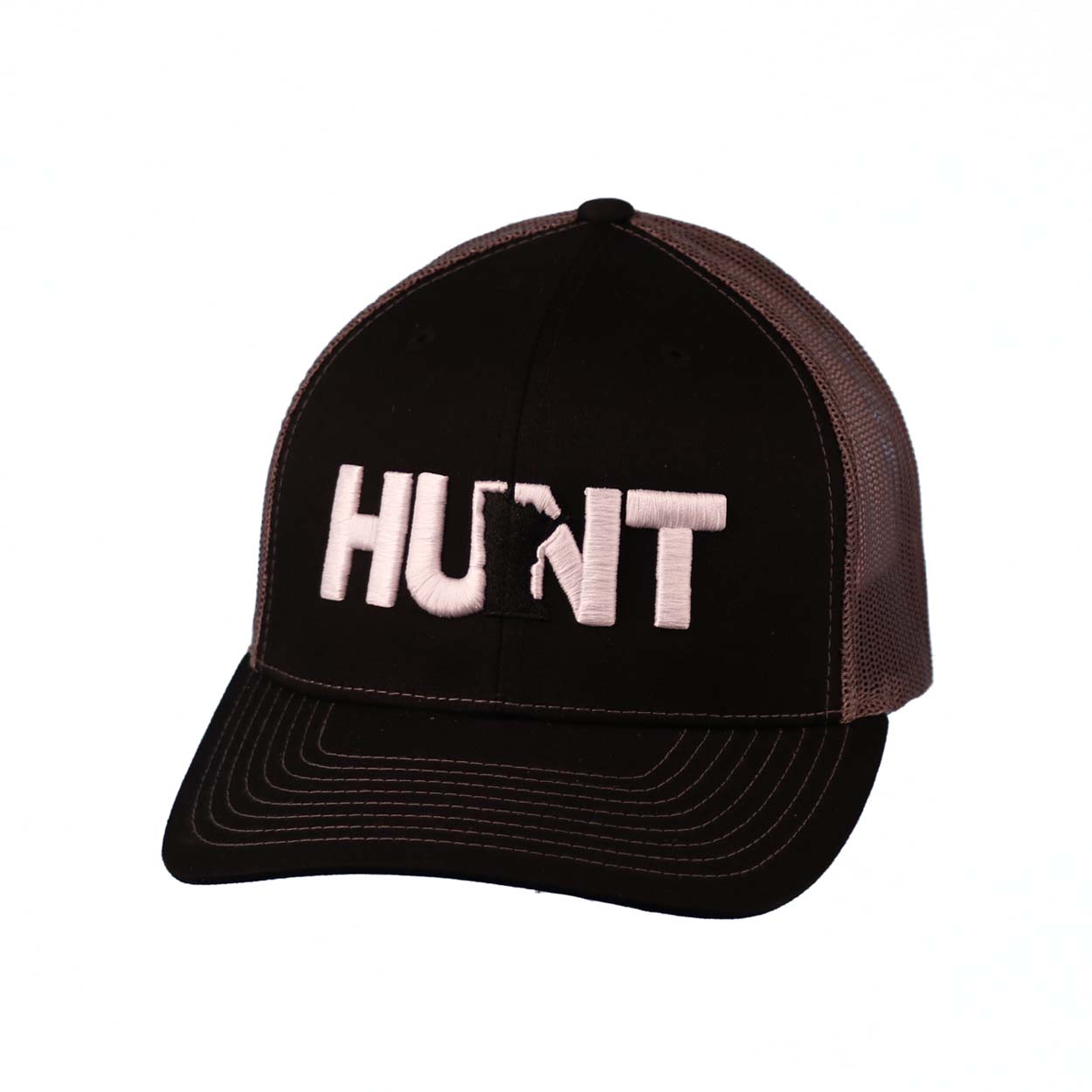 Hunt Minnesota Classic Embroidered Snapback Trucker Hat Black/Charcoal
