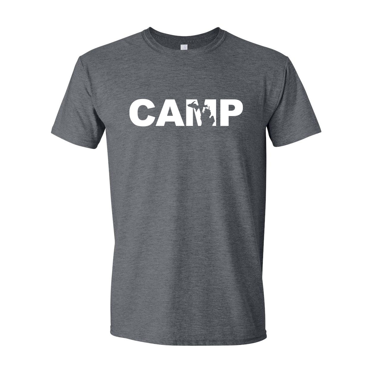 Camp Michigan Classic T-Shirt Dark Heather Gray (White Logo)